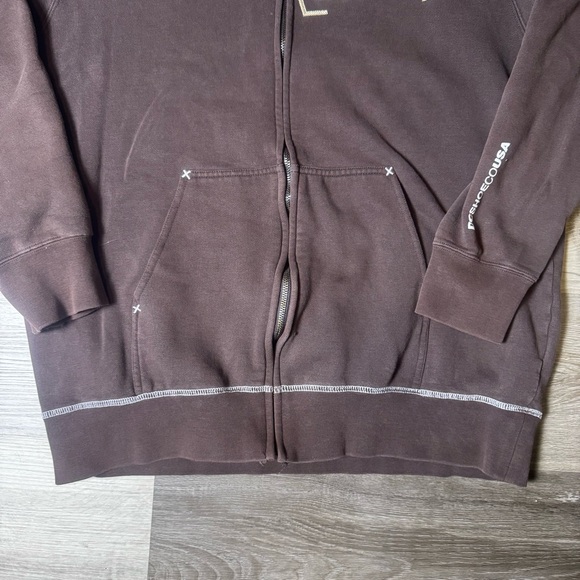 Y2K DC SHOES Heavy Zip Up Brown Jacket with Removable Hood Mens Medium - Picture 3 of 10